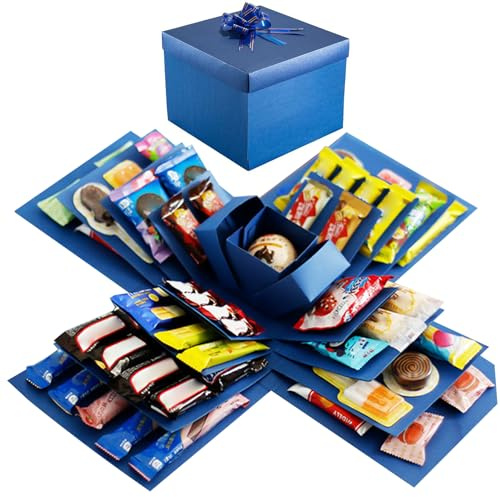 Pasdrucn Caja de regalo de explosión de bricolaje, caja de explosión de aperitivos de 5 capas con cinta y cinta, cajas de álbumes de recortes, álbum de fotos, regalos de fotos, cajas de explosión