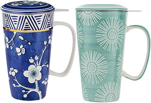 JKJZSALJ Taza De Café, Taza De Té De Cerámica Verde Estilo Campestre Inglés Y Taza De Té De Girasol con Tapa, Hecha A Mano, Resistente Al Calor