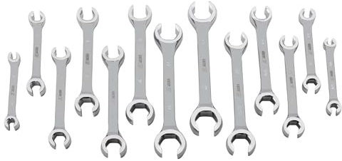 GRIP - Juego completo de 13 llaves de tuerca acampanada métricas y SAE, acero CRV, bolsa de almacenamiento, 6 mm x 8 mm hasta 22 mm x 24 mm, 1/4 x 5/16 pulgadas hasta 7/8 x 1 pulgada