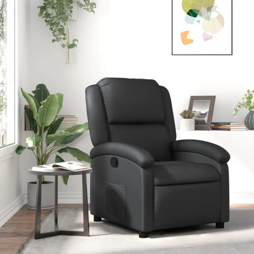 Genérico Wenjingqi-371789 Liegesessel aus echtem Leder, Schwarz