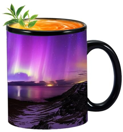 Color Changing Coffee Mugs - Ceramic Heat Changing Reveal Mug with Northern Lights Design | Cool Magic Color Change Cup for Coffee, Tea | Perfect for Boys, Girls, Men, Women, All Ages