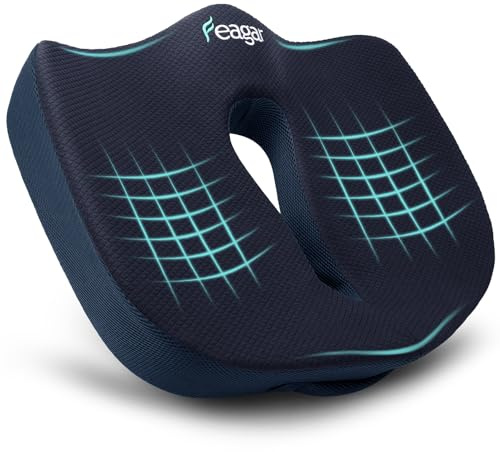 Feagar Almohadilla para Asiento 2024 Extra Grande, Almohadilla Ergonómica para Silla, Almohadilla Ortopédica para Coche, Almohadilla para el Coccix, Almohadilla para Asiento de Coche Fabricada en Espu
