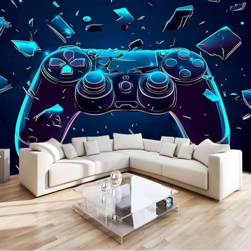 Photo Wallpaper Game Controller Punk Style - 200 x 140 cm Wall Mural Photo Mural for Bedroom & Kids Room - Dark Blue Home Decor Poster by Professional Designer Make Photo Mural