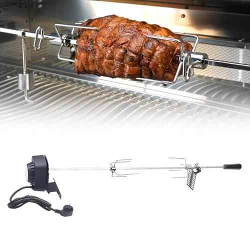 Spiedino girevole, griglia elettrica per maialino, in acciaio inox, con motore, 2 aghi per carne, 220 V – 240 V, girarrosto elettrico