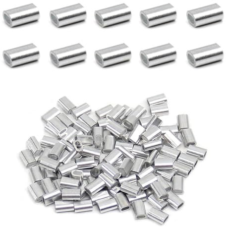 Aluminium Pressklemmen,120 Stück Alu Drahtseilklemme, 2mm Aluminium Pressklemmen, ressklemmen Alu Drahtseilklemme, Aluminiumhülse Ovale, Pressklemme aus Aluminium, für Seile Drahtseil