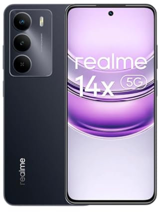 realme 14x 5G Smartphone 8+256GB, Pantalla Eye Comfort 120Hz, cámara nítida de 50MP, batería de Larga duración 5000mAh, Resistencia a los Golpes de Nivel Militar, Octa-Core, Negro (sin Adaptador)