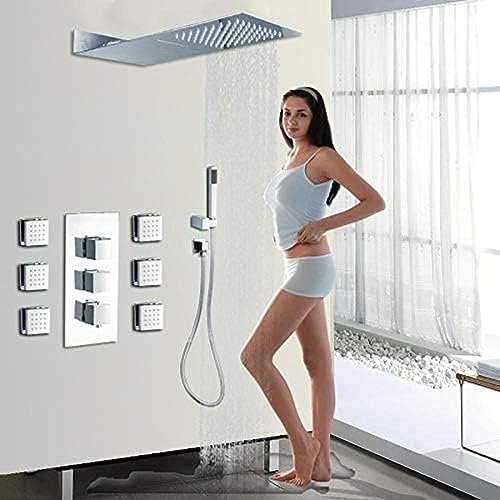 CAQSHN Ensemble de Douche Cascade Nouvelle Douche de Salle de Bain avec poignée Pommeau de Douche à Effet Pluie 6 Jets Buse d'économie d'eau Aérateur Ensemble de Douche