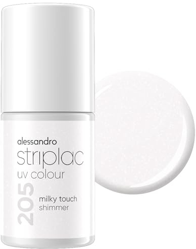 alessandro Striplac Peel-Off UV Gel Nagellack, Milky Touch Shimmer, 6,5ml | Hochpigmentierter UV Gel Nagellack, bis zu 15 Tage Halt, kratzfest, acetonfrei & abziehbar, HEMA-frei & vegan