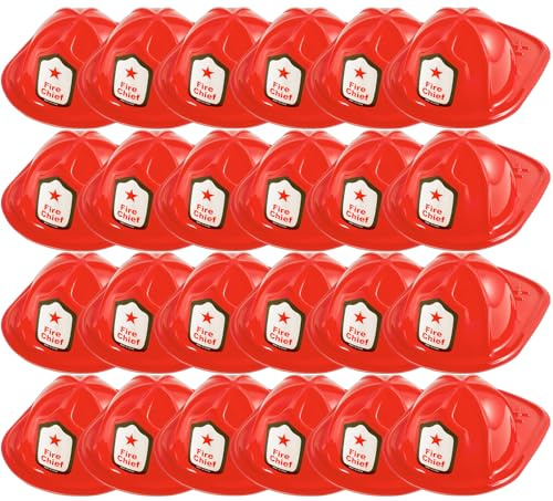 Tczecoo Lot de 24 casques de pompier rouges pour enfants et adultes, casque de pompier doux, chapeau de pompier pour jeu de rôle, accessoires de costume de fête