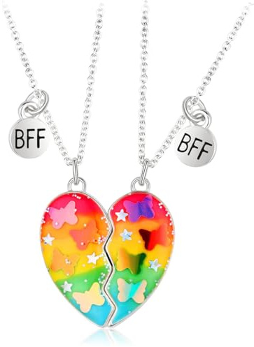 GXGM 2 Pezzi Collana Pendente Collano Mezzo Cuore Set Best Friends BFF Collana Cuore Viola Amicizia per Ragazze Regalo di Compleanno per Migliori Amici