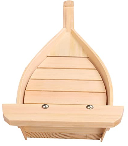 SweetSerenade 42X17X7.5Cm Japanese Cuisine Sushi Boats Sushi Tools Wood Handmade Simple Ship Sashimi Assorted Cold Dishes Tableware Bar