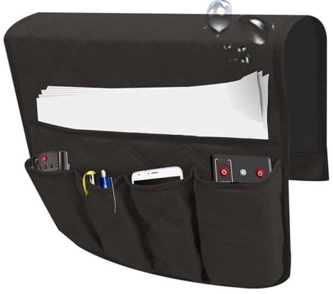 Miecoae Fundas para Reposabrazos De Sofa Sillon Funda con Bolsillos Sillón Extraíble Lavable Sofá Silla Protectora Oficina Reclinable Protectoras No Resbala(Negro)