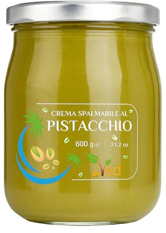Mantequilla de pistacho premium VED – Hecha en Italia | Etiqueta limpia, ingredientes naturales | Vegana y sin gluten (600 g)