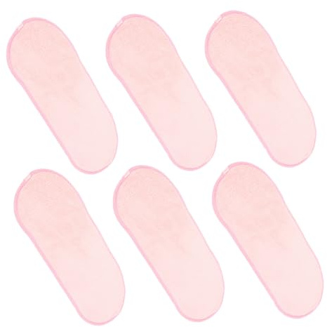 OUNONA 6pcs Portable Facial Towels Soft Coral Fleece Face Drying Towels for Women Reusable Travel Camping Makeup Remover Cloths Bathroom Use