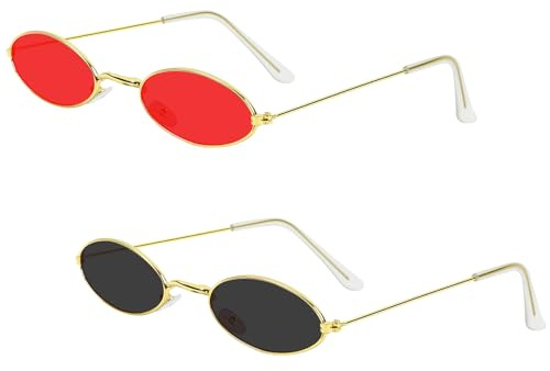 AUYAO Vintage Metall Party Brille Damen Kleine Ovale 2PC Mode (A-Oval)