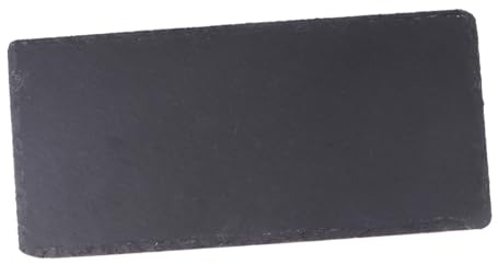 Hoement Natural Black Barbecue Tray Rectangle Rock Plate for Steak Sushi Serving Outdoor Grill Dish Porcelain Food Display Platter for Parties and Events