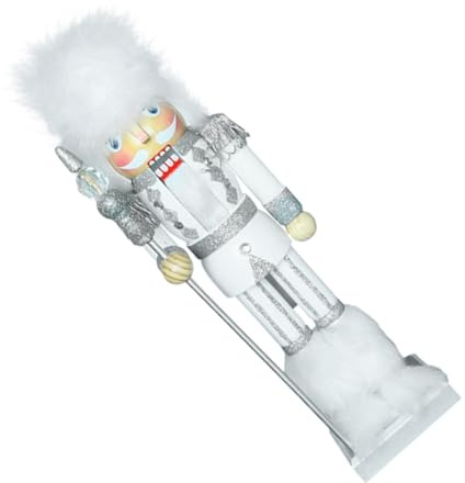 Toyvian Weihnachts Nussknacker aus Holz 35cm Weiß Festliche Tischdekoration Heimdeko für Weihnachten