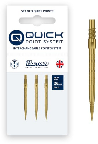 Harrows Micro Grip Quick Points – CNC-frästa dartpunkter med förbättrat fingergrepp och design utan brytning – snabbt byte snabbpunktssystem