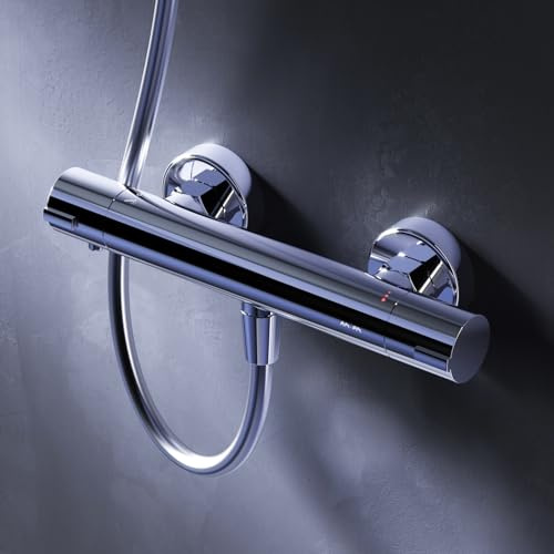 AM.PM Duschthermostat, Brausethermostat Brausearmatur, Thermostat Brausebatterie, Mischbatterie Dusche mit Verbrühschutz bei 38℃, Armatur für Dusche, Chrom, Play F8Y40000