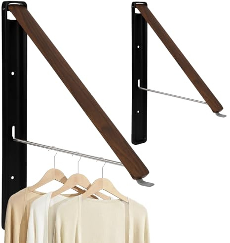 2 Stück Kleiderhaken Klappbar, Kleiderwandhaken Wäschelüfter Wand Aussenbereich, Kleiderstange Wandmontage Aluminium, Kleiderlüfter Garderobenhaken, Ausziehbare Garderobe Kleiderhaken für Ecken Balkon