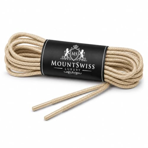 Mount Swiss Business Schnürsenkel dünn rund gewachst Anzugschuhe | Gewachste Baumwolle, wasserabweisend & reißfest, ø 2-3 mm - Schuhbänder / shoe laces für Oxford, Derby, Lederschuhe