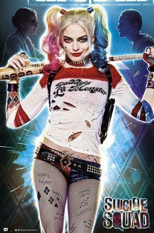 empireposter Suicide Squad - Harley Quinn - Stand - Druck Plakat Film Poster - Größe 61x91,5 cm + 2 St Posterleisten Alu 63 cm
