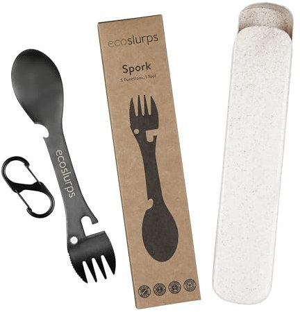 EcoSlurps Sporks mit Etui und Trageclip | Titan Camping Besteck fit für Papa| göffel | Löffel | Umweltfreundlicher Baum mit Verkauf gepflanzt spork (1 spork cutlery set)