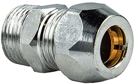 tecuro Quetschverschraubung G 3/8 Zoll x Ø 10 mm Rohr, Messing verchromt