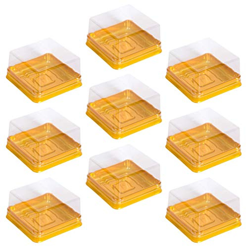 DOITOOL Square Moon Cake Trays, 50 Pack Single Clear Plastic Mooncake Box with Transparent Lids, Cookies Muffins Dome Box Holders Wedding Birthday Gift box (7. 5cm x 7. 5cm x 4cm)