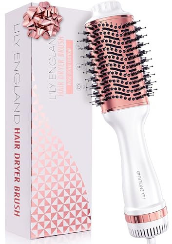Lily England Hair Dryer Brush - Hot Air Brush with Adjustable Temperature - Hot Brush for Hair Styling (Rose Gold)