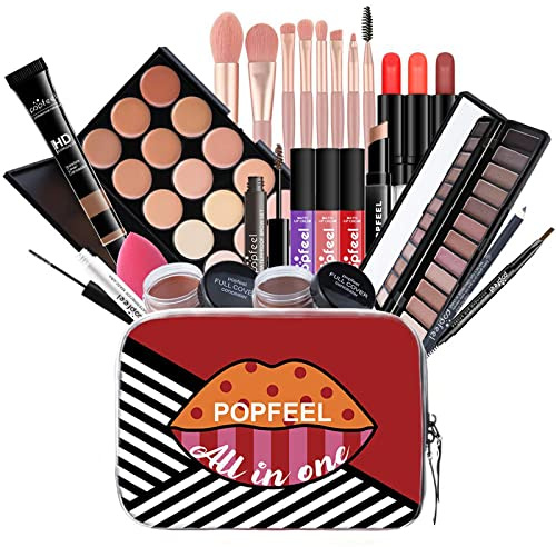 FantasyDay Multifunktions Exquisite Make-up Geschenkset Kosmetik Schmink Kit für Gesicht, Augen und Lippen - Makeup Paletten Schminkkoffer mit Lidschatten Palette, Lippenstift, Rouge, Mascara, Pinsel