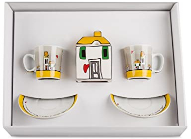 Egan Set 2 Tazze caffè e Zuccheriera Collezione Le Casette. Oggetto Realizzato in Porcellana Multicolore. La referenza è 192026