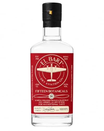El Bart | Dry Aviation Gin | Authentischer, unverfälschter Gin mit Zitrusnoten | Purer Genuss | Perfekter Allrounder für Kenner, Genießer & Einsteiger | In der Sammlerflasche | 43,5% VOL, 500ml