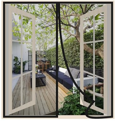 Risareyi Magnet Fliegengitter Fenster Ohne Bohren 90x150cm, Schwarz | Langlebig Moskitonetz Fliegengitter Balkontür Insektenschutz Tür, Automatische Schließung, 2cm Klettband, Nicht Kürzbar