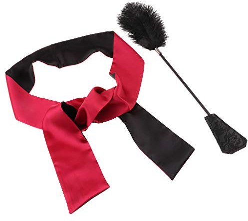 LOVIVER Fausse Plume Satin Bandeau pour des Yeux Déguisement Ensemble de Jouets