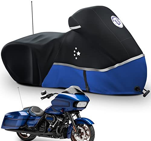 LI LIBZAKI Motorcycle Cover Storage for Touring Models Harley Davidson Road King,Road Glide,Street Glide, Electra Glide,Heritage Classic,Low Rider-ST,Indian/Honda/BMW/Ducati/Suzuki/Kawasaki/KTM Blue