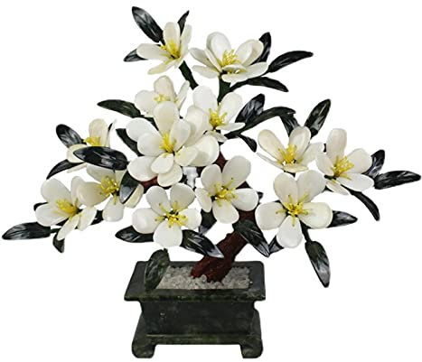 UNNS Kleiner Bonsai Künstliche Bonsai Jade Weiße Orchidee Bonsai Chinesische dekorative Bonsai Schreibtischanzeige Gefälschte Baum Topf Ornamente for Home Office Shop Künstliche Topfpflanzen