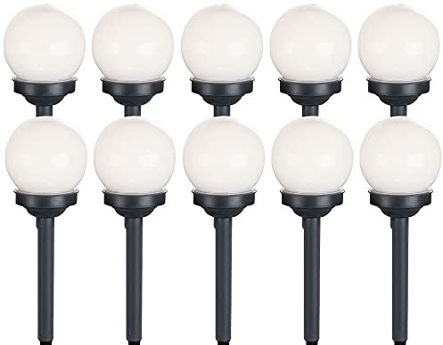 Kugelleuchte Solar 10 cm Solarleuchte Kugel Garten LED Gartendeko Solarkugel für Außen klein, Leuchtdauer ca. 6-8 Stunden, H 38 cm, 10er Set
