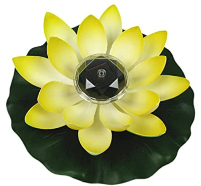 UKCOCO Lampe Lotus Élégante LED Jaune Étanche et Légère pour Décoration de Bassin et Paysage Extérieur Lumière Décorative Alimentée Le Soleil