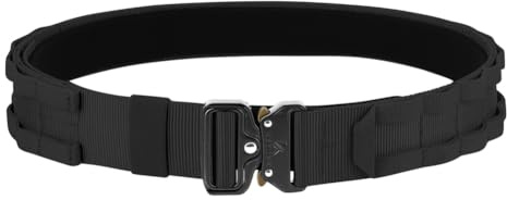 KRYDEX GEAR Cintura Tattica, 1,75'' Cintura Militare Molle con 1,5'' Cintura Interna Set, Fibbia in Metallo Sgancio Rapido Taglio Laser Cintura Tiro per Sport e Caccia all’Aria Aperta (M)