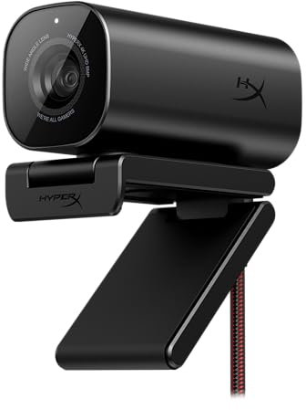 HyperX Vision S – Webcam, 4K Video Recording @ 30fps, 90° Field-of-View, Responsive Autofocus, Hyperflex Cable, Aluminum Body, Plug and Play, Sony Starvis 8MP Sensor, 5G2P Lens, USB-C – Black
