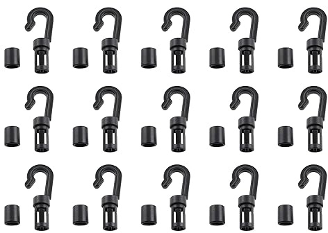 Maxmoral 15pcs Bungee Shock Cord Hook fit 1/8 Rope Terminal Ends Tabbed S Open Hooks for Kayaks