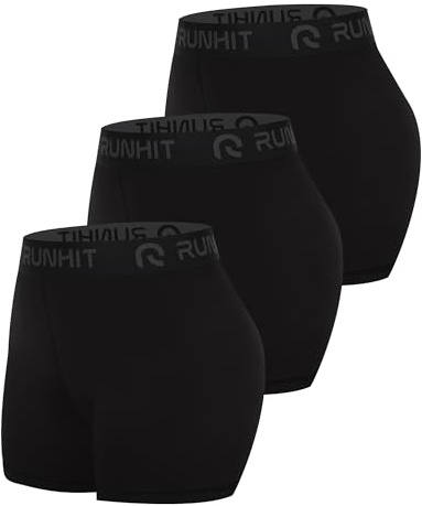 Runhit 3 inch Women's Compression Shorts 3 Pack Volleyball Shorts Womens High Waisted Spandex Shorts Women Soft Athletic Black Black Black M
