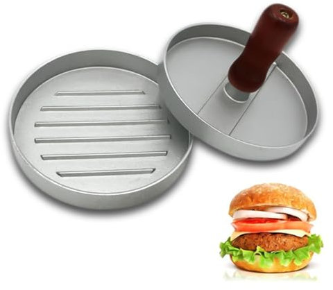 MagiSel Prensa de Hamburguesa, Prensa Hamburguesas de Aluminio, 11.9cm Molde para Hacer Hamburguesas Antiadherente, Aplastador de Hamburguesas, Ideal para La Preparación de Barbacoas, Horneados