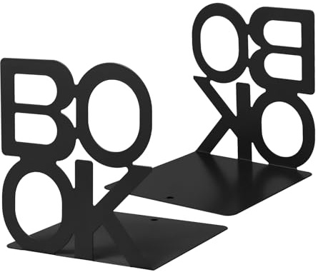 MSDADA Buchstütze, 2 Stück Metall, Aushöhlen Book Buchstützen, Geeignet zum Lesenlernen, Bookends Design CD DVD für die Schulbibliothek Kindern & als Desktop-Speicher für das Heimbüro (Schwarz)