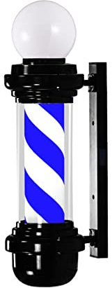 Luz de Poste de barbero de 68 cm, Letrero Abierto de peluquería, Tiras LED giratorias de barbería, Color Negro, Blanco y Azul, Resistente al Agua, Ahorra energía, Montaje en Pared,Black and White