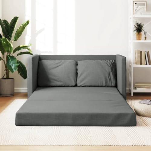Keyroto 2 plazas sofá cama 2 en 1 sofá cama 2 plazas sofá cama medio cuadrado sofá cama convertible en la cama -tela gris oscuro