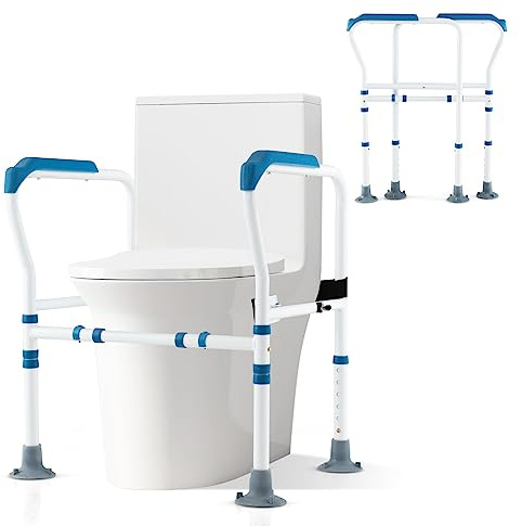 GYMAX Maniglia per WC, Supporto per Alzarsi, Altezza e Larghezza Regolabili, Ausilio per Anziani, Disabili