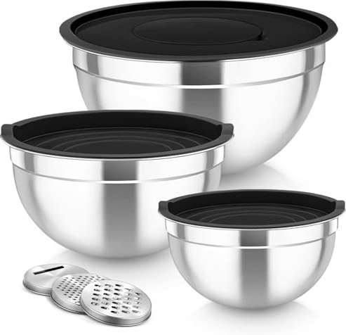 TeamFar Mixing Bowls, Stainless Steel Nesting Salad Bowls Set