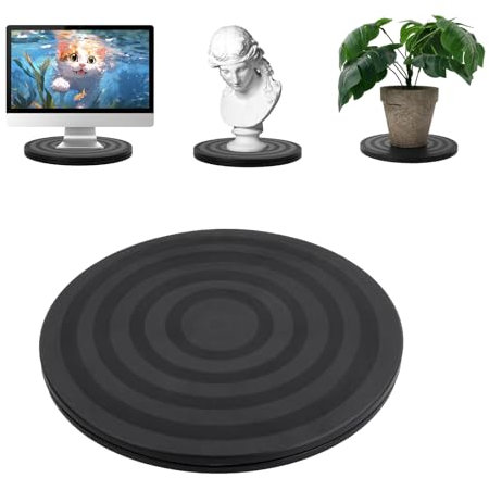 Supporto Girevole di 360 ° con Cuscinetti a Sfera, 20 cm Piattaforma Roteante Supporto Girevole Base Rotante, Multiuso Giradischi Girevole Manuale per Monitor TV Altoparlanti Piante Bonsai, Nero